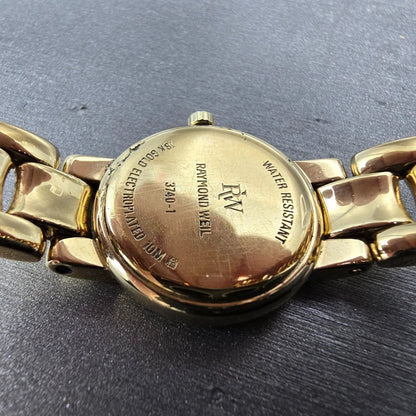 Raymond Weil Watch Women 21mm Champagne Dial Gold Plated Round 3740-1 NewBattery9
