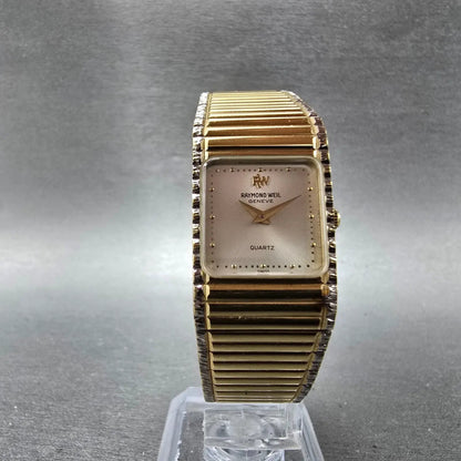 Raymond Weil Tank Watch Women 18mm Silver Dial Two Tone Gold Plated 8057 New Bat5