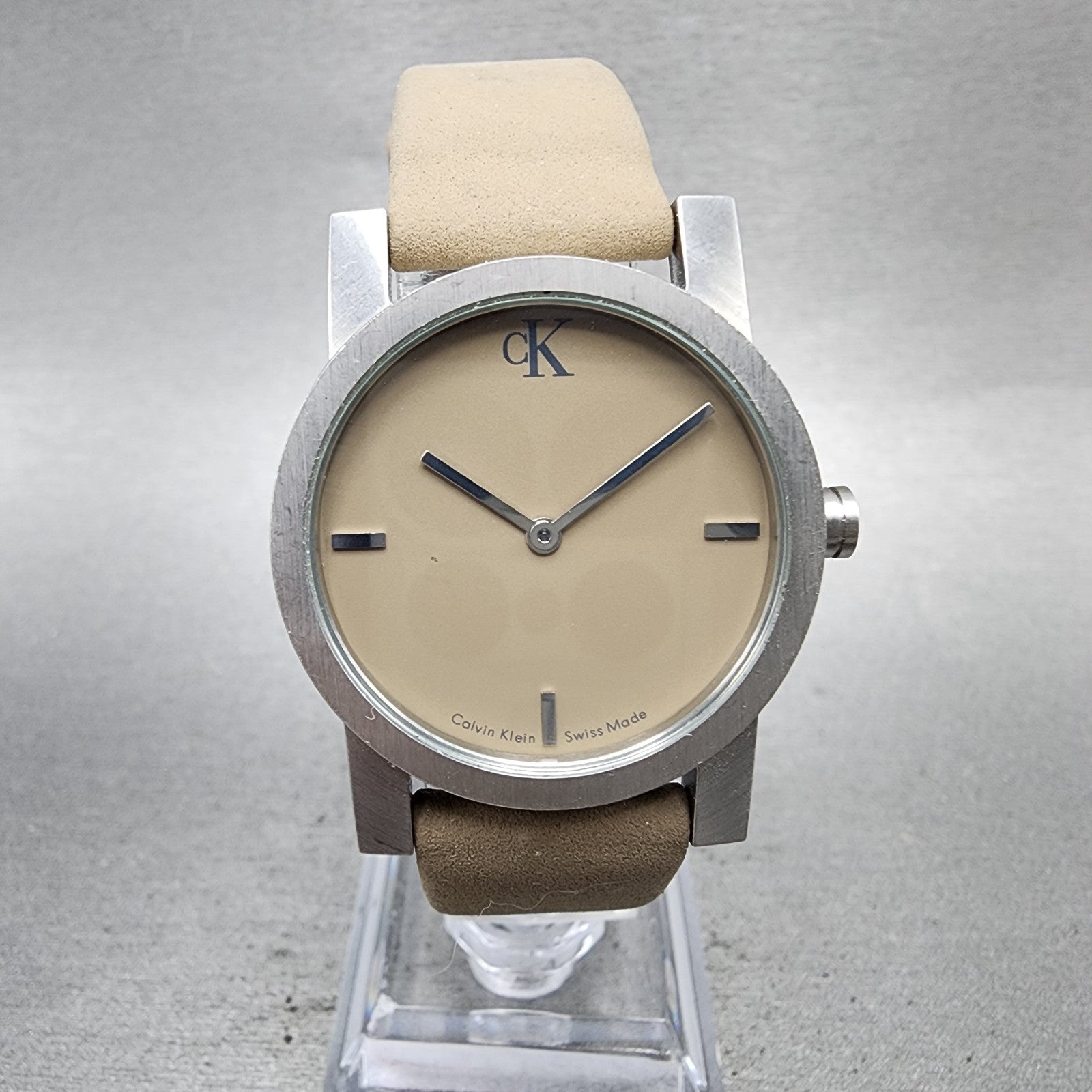 Calvin Klein Watch Women 30mm Brown Dial Silver Tone Round New Battery K71210