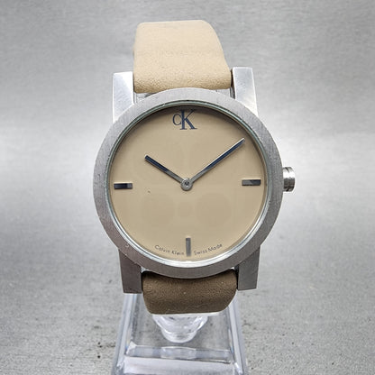 Calvin Klein Watch Women 30mm Brown Dial Silver Tone Round New Battery K71210