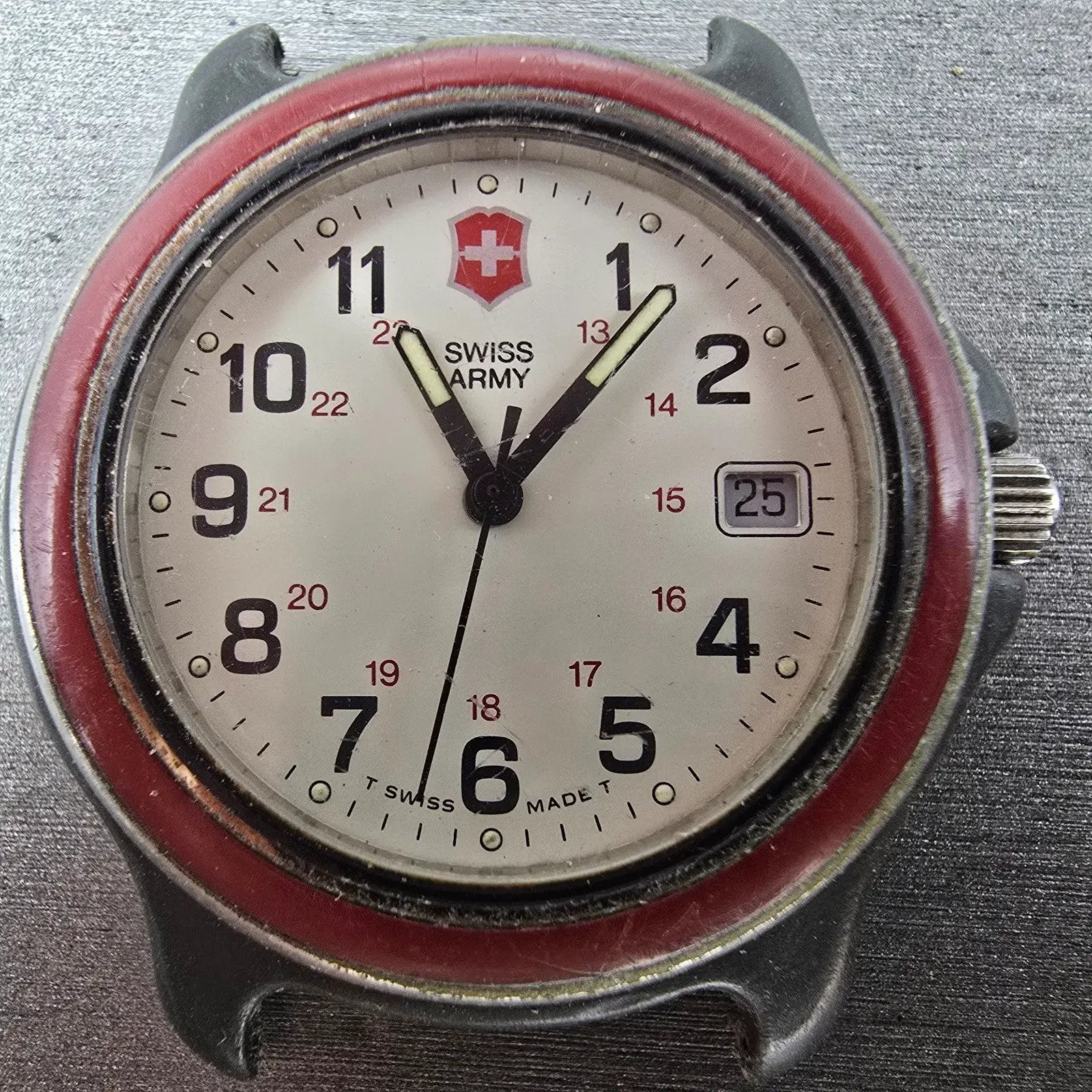 Victorinox Swiss Army Watch Men 39mm White Dial Black Tone Date Round PARTS MKNK2