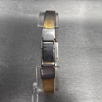 Seiko Watch Women 16mm Gold Dial Gold Tone Rectangle 2C20-5299 New Battery7