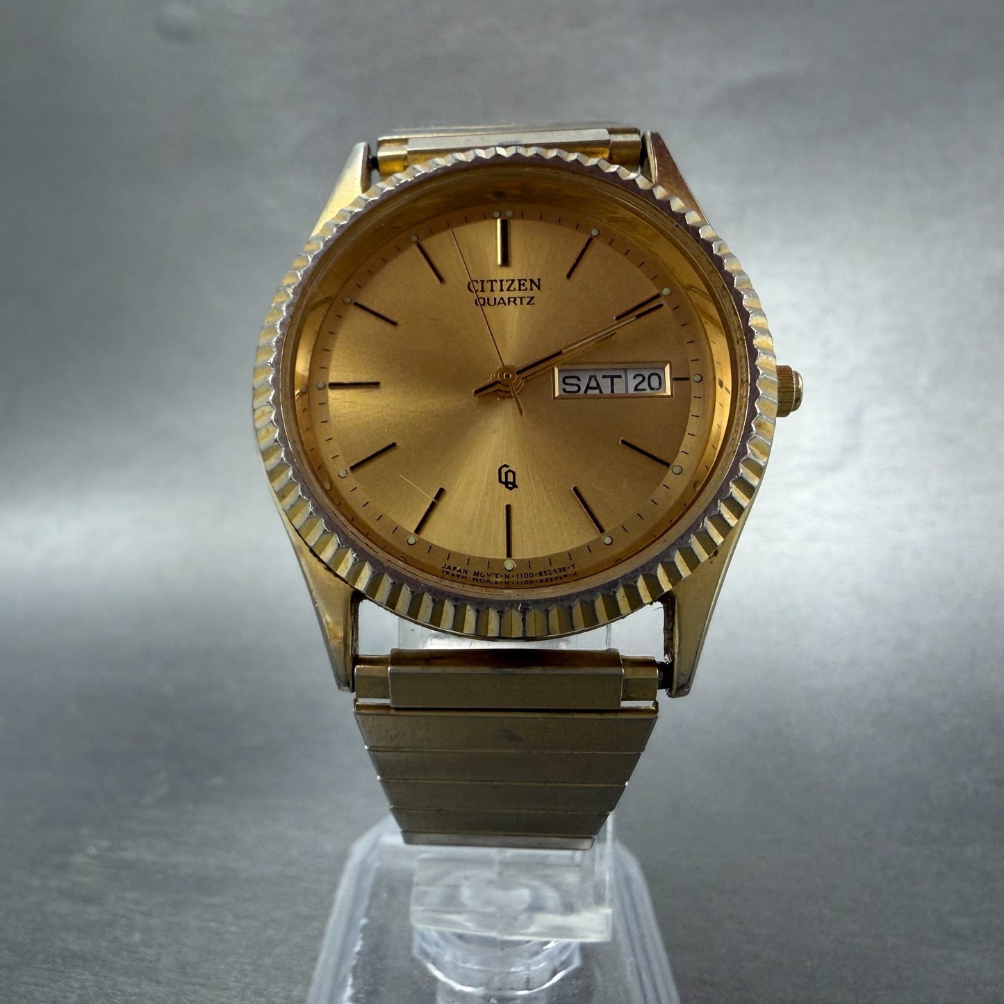 Citizen CQ President Watch Men 35mm Champagne Dial Gold Tone Daydate PARTS VTG6