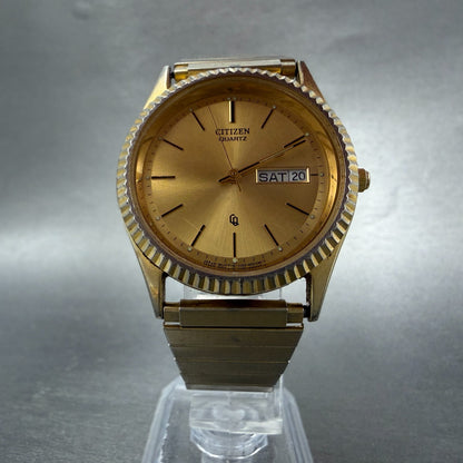 Citizen CQ President Watch Men 35mm Champagne Dial Gold Tone Daydate PARTS VTG6
