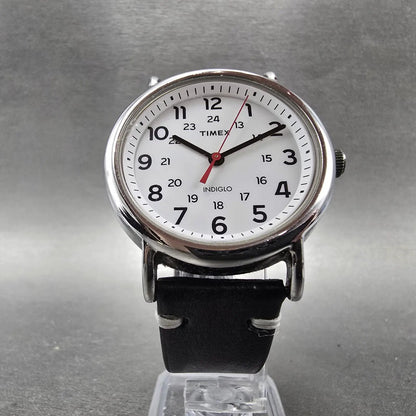 Timex Weekender Watch Men 38mm White Dial Silver Tone Round New Battery JWSD5