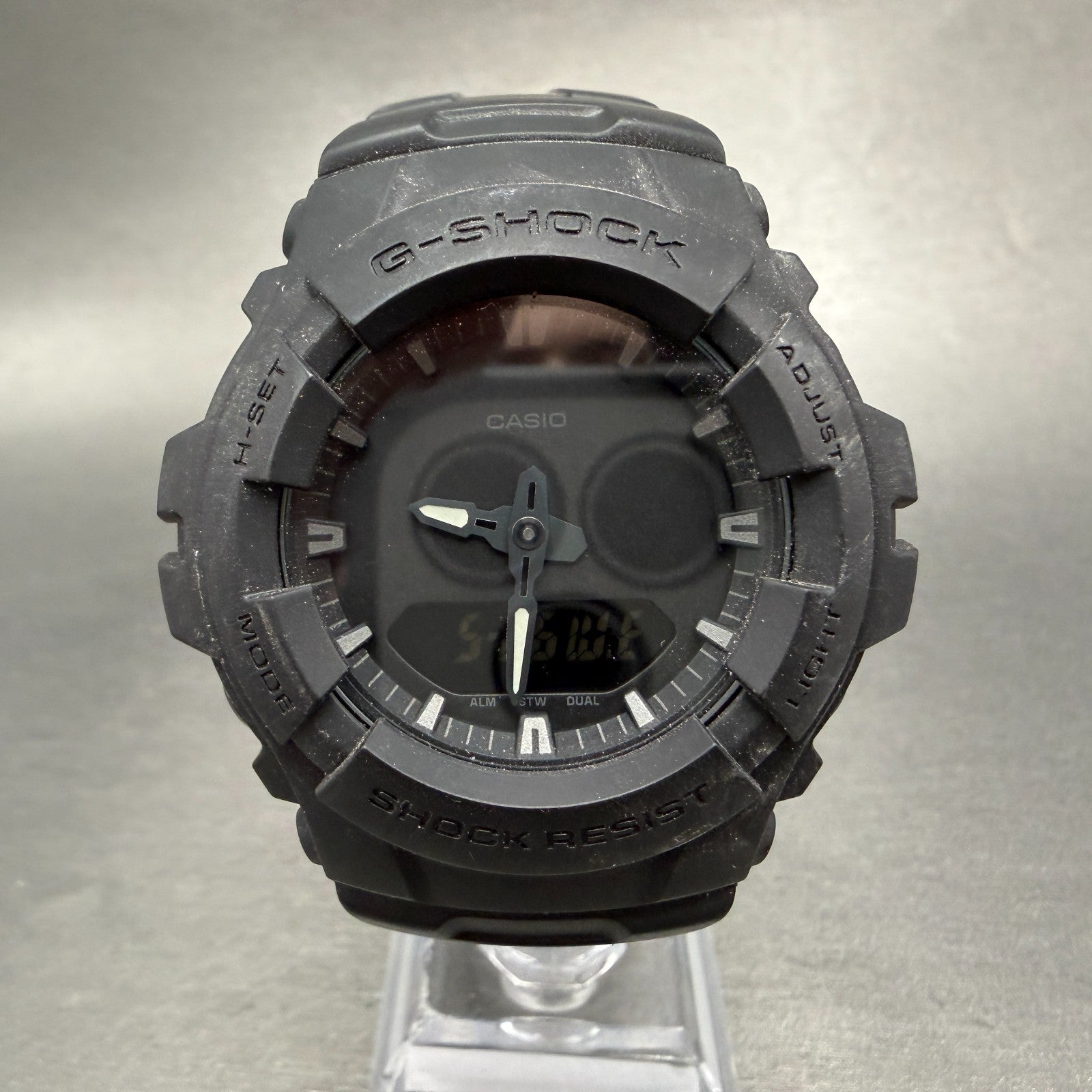 Casio G-Shock G-100BB Watch Men 48mm Analog Digital Black Tone Octagon New Batt0
