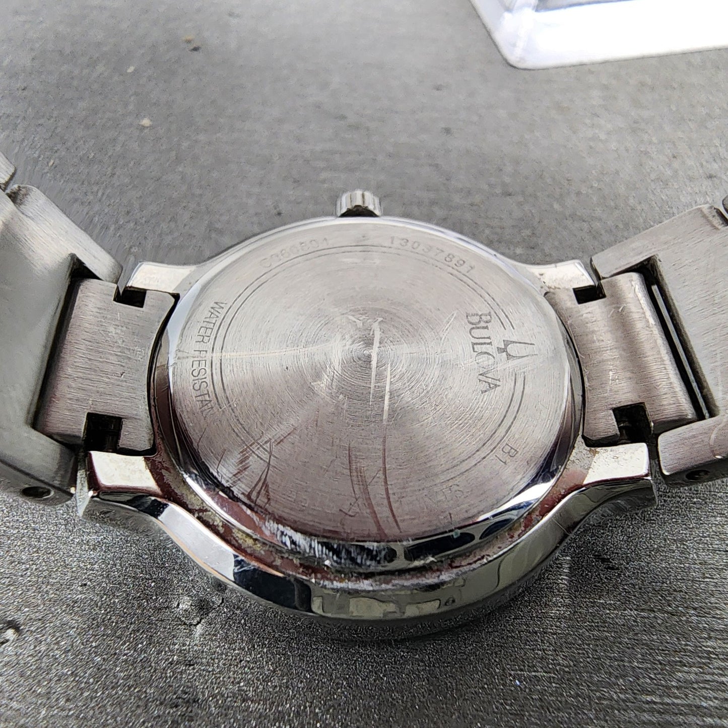 Bulova Diamond Watch Women 28mm MOP Dial Black Silver Tone Round 98P127 PARTS10