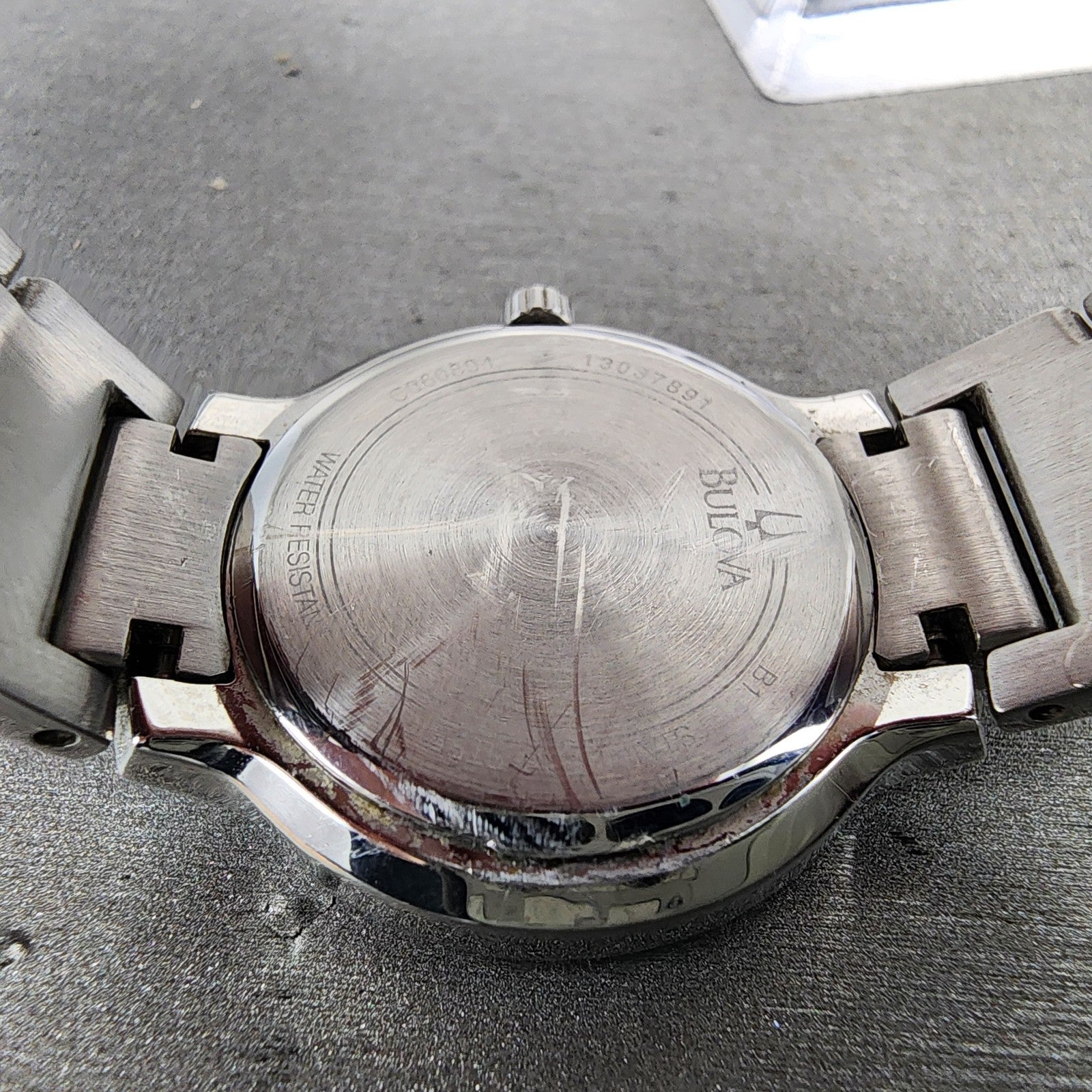 Bulova Diamond Watch Women 28mm MOP Dial Black Silver Tone Round 98P127 PARTS10