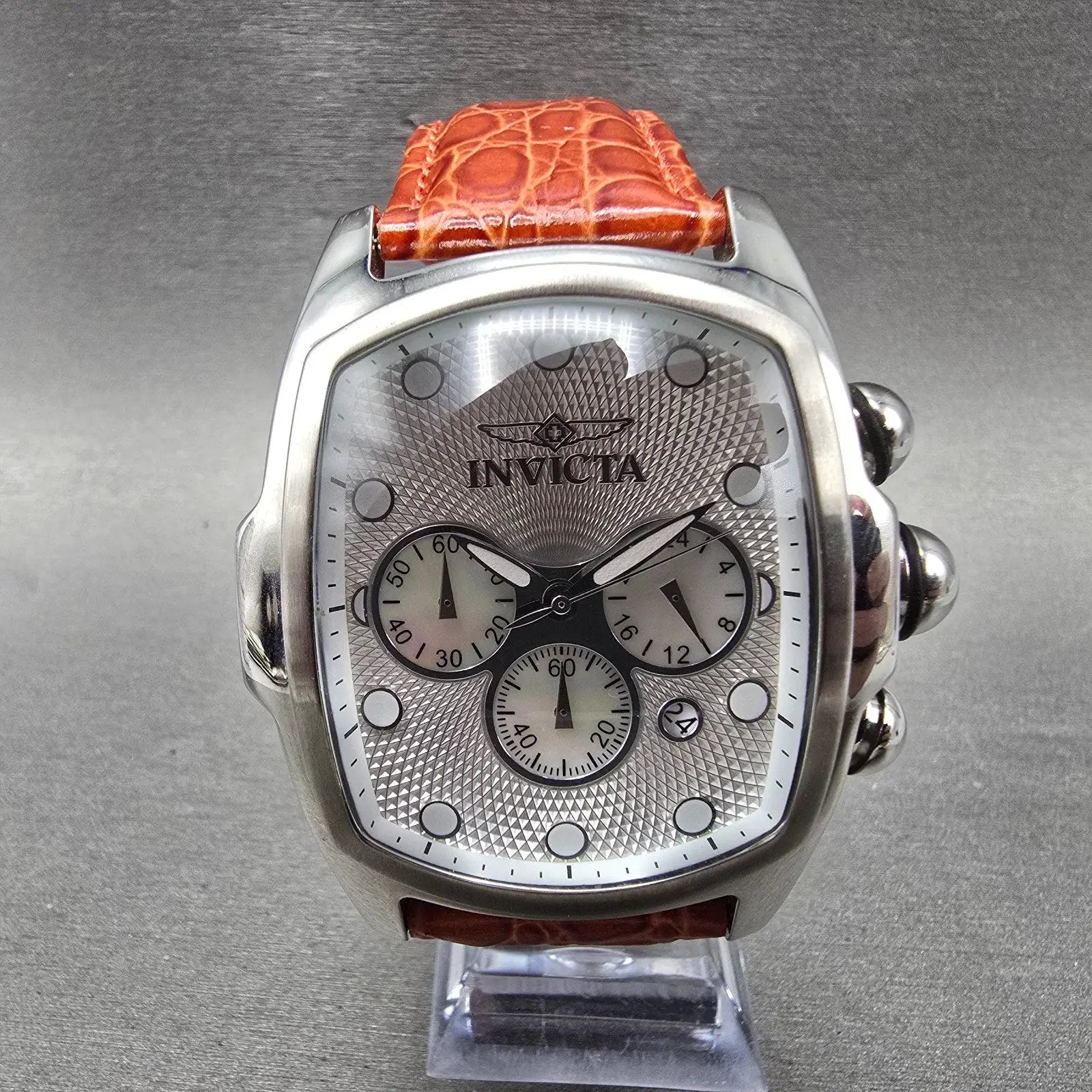 Invicta Lupah Chronograph Watch Men 47mm Silver Dial Steel Date 14290 NewBattery0