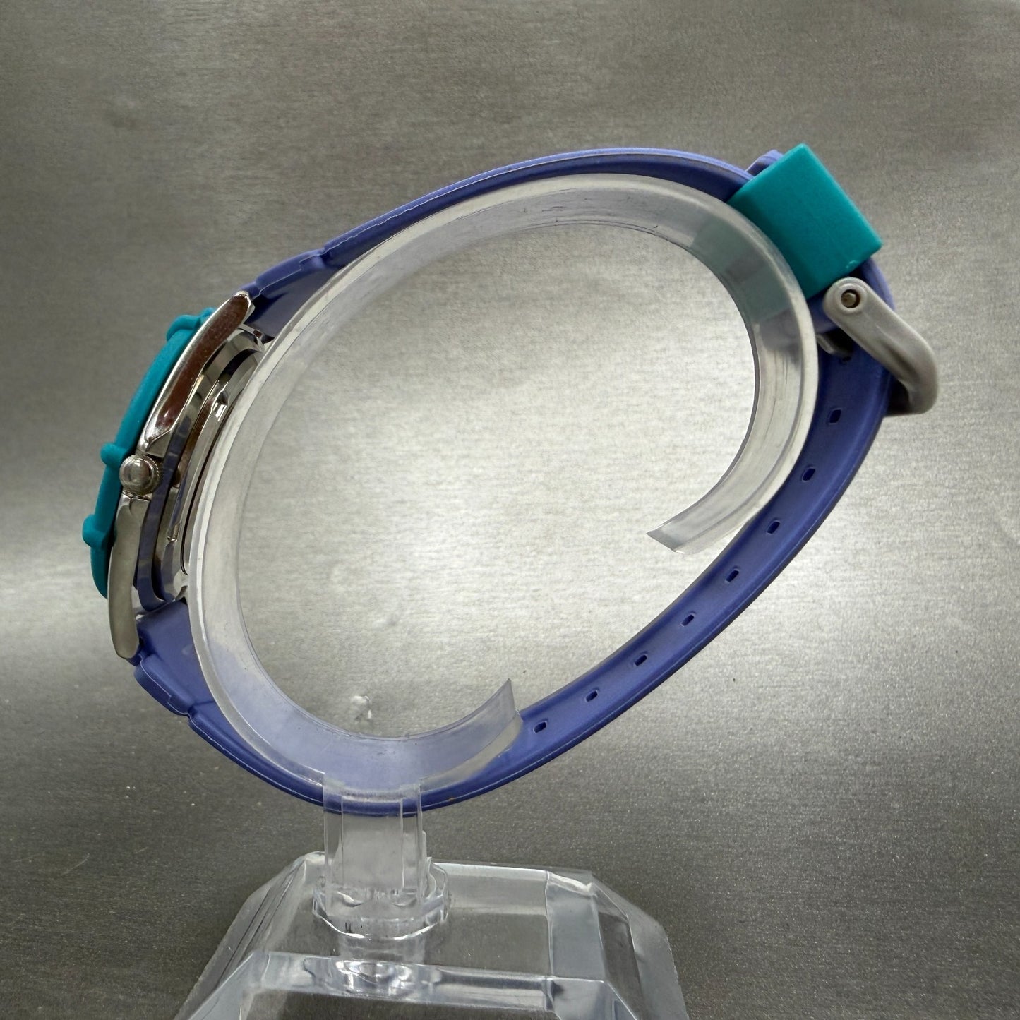 Casio Dive Watch Men 36mm Gray Dial Steel Blue Purple Manha Ttaners New battery6