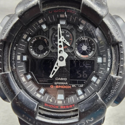 Casio G-Shock GA-100MC Watch Men 51mm Black Dial Black Tone Alarm Chrono New Bat1