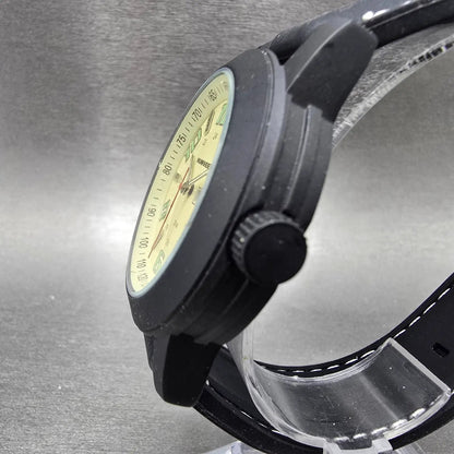 Humvee Watch Men 43mm Cream Dial Black Daydate Round HF19New Battery2