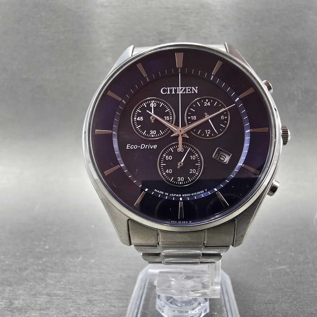 Citizen Eco-Drive Chronograph Watch Men 40mm Blue Dial Steel H500-S107300 Runs5