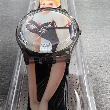 Swatch Lolita Watch Men 33mm Black Dial Black Tone Round GM128 New Battery NOS6