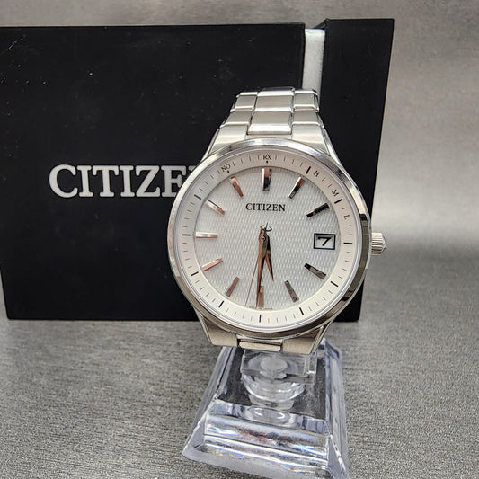 Citizen Eco-Drive Atomic Watch Men 37mm White Dial Titanium Date H110-T018360