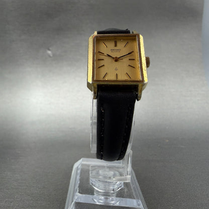 Seiko Tank Watch Women 20mm Champagne Dial Gold Tone 2621-5110 New Battery5