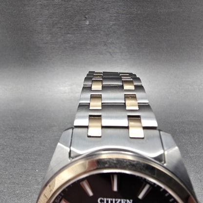 Citizen Eco-Drive Watch Men 41mm Brown Dial Two Tone Date E111-S126657 Runs4