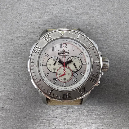 Invicta Chronograph Dive Watch Men 50mm Silver Dial Silver Tone Date 4667 NewBat0