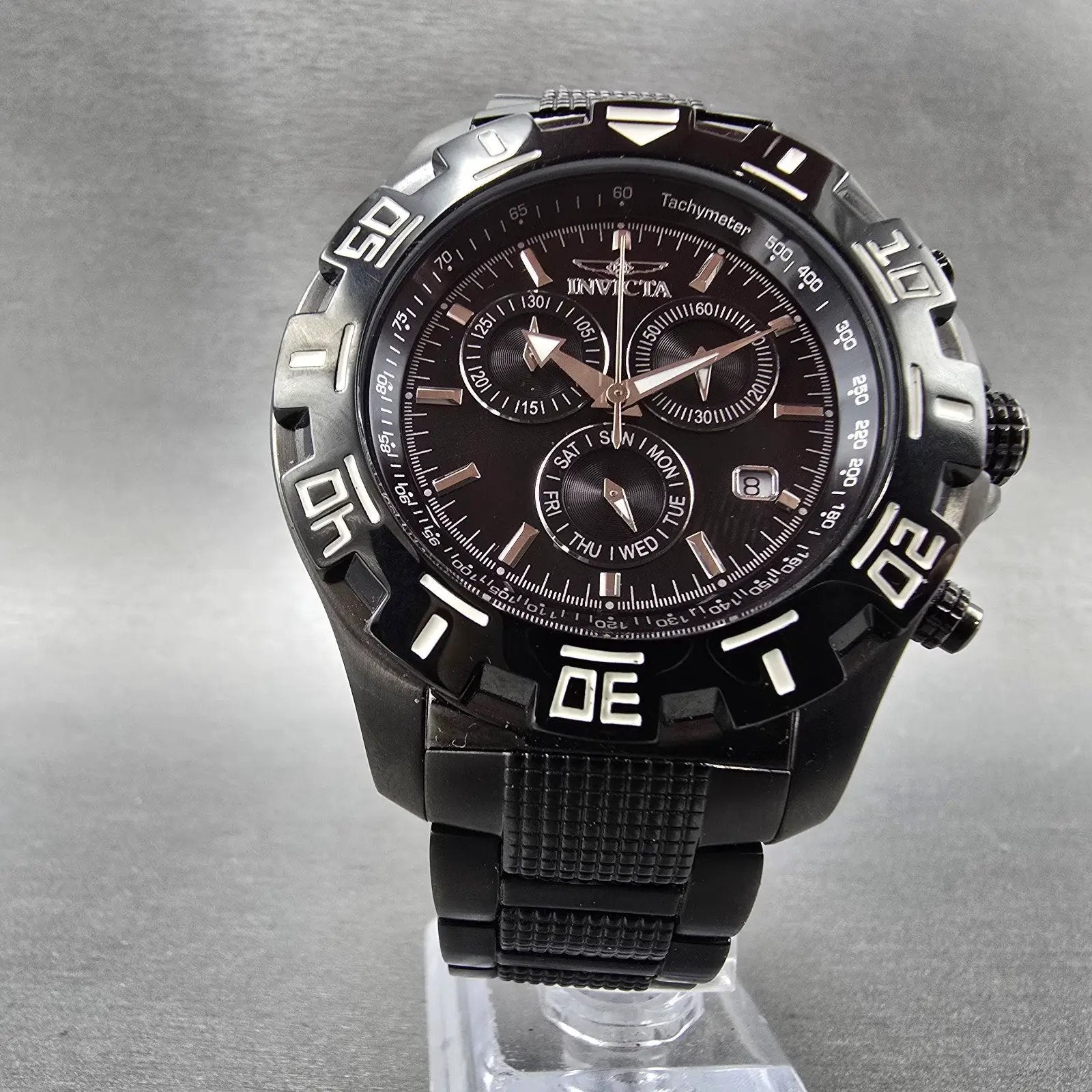 Invicta Specialty Chronograph Dive Watch Men 46mm Black Dial Black Tone New Batt5