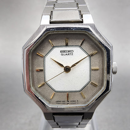 Seiko Watch Women 23mm White Dial Stainless Steel Octagon 12215040 New Battery1