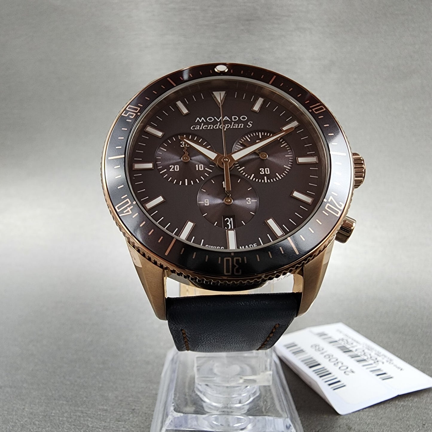 Movado Heritage Calendoplan S Watch Men 42mm Black Dial Roes Gold Tone Date5