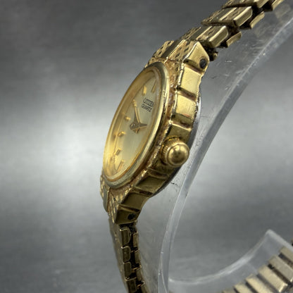 Citizen Watch Women 17mm Champagne Dial Gold Tone Oval 5920-S056331 New Batt VJG2