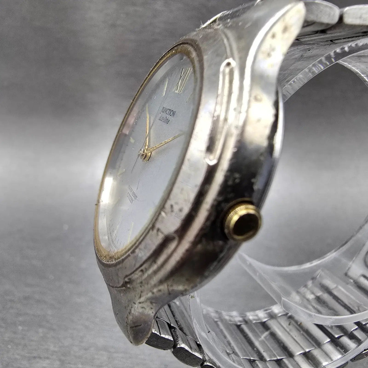 Citizen Junction Eco-Drive Watch Men 36mm Gray Dial Two Tone 5080-K10816 Runs JP2