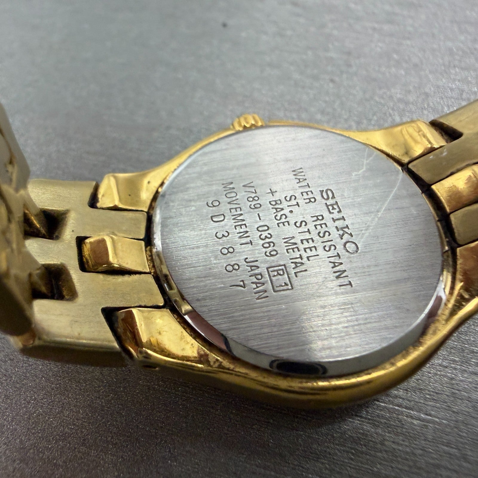 Seiko Watch Women 26mm White Dial Gold Tone Date V789-0369 New Battery JKKJ10