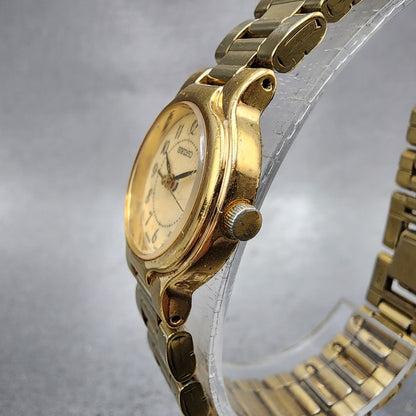 Seiko Watch Women 21mm Champagne Dial Gold Tone Round V4011829 New Battery2