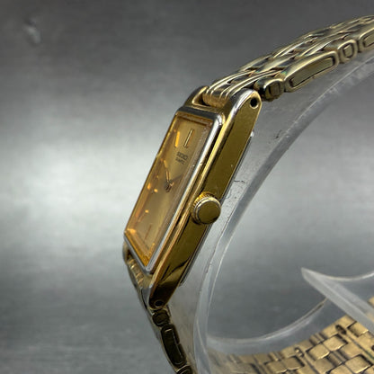 Seiko Tank Watch Women 13mm Champagne Dial Gold Tone VTG 2E20-7029 New Battery2