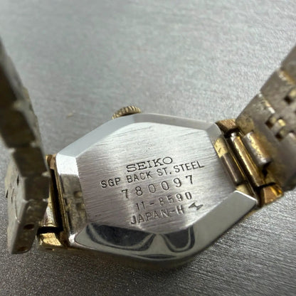 Seiko Watch Women 19mm Silver Dial Gold Tone Oval Manual 11-8590 Runs Vintage9