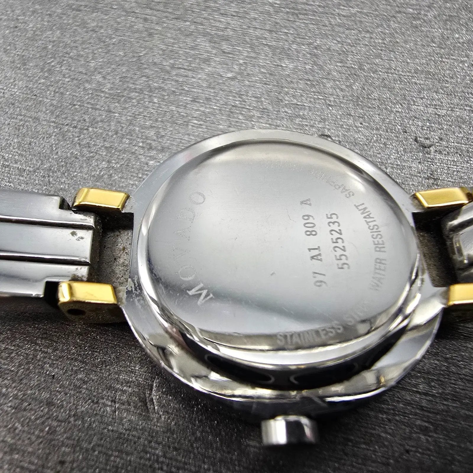 Movado Harmony Watch Women 23mm Black Dial Two Tone 97.A1.809.A New Battery LP9