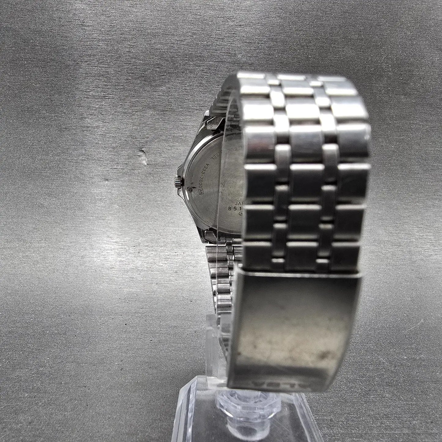 Seiko Alba Watch Men 35mm White Dial Silver Tone Daydate Round V333-7030 PARTS8