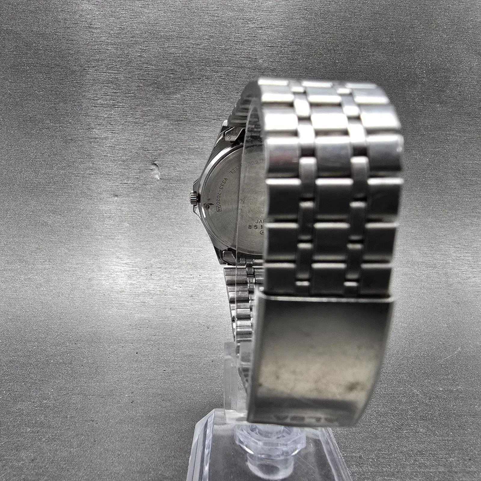 Seiko Alba Watch Men 35mm White Dial Silver Tone Daydate Round V333-7030 PARTS8