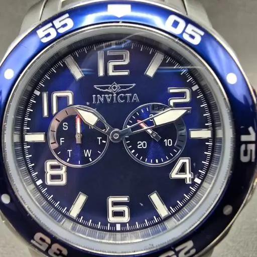 Invicta Pro Diver Watch Men 48mm Blue Dial Silver Tone Daydate 7496 New Battery2