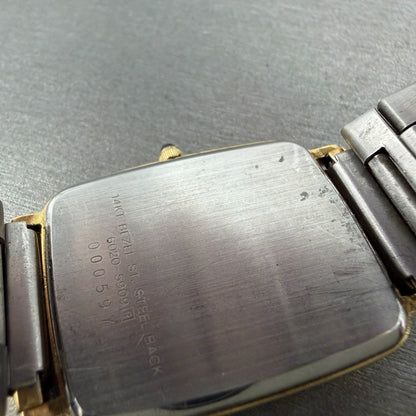 Seiko Lassale Tank Watch Men 26mm Champagne Dial Gold Tone 6020-5909 New Battery9