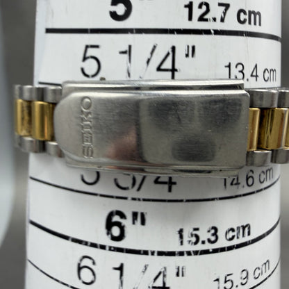 Seiko Watch Women 24mm Gold Dial Two Tone Daydate Round 7n83-0041 New Battery 5910