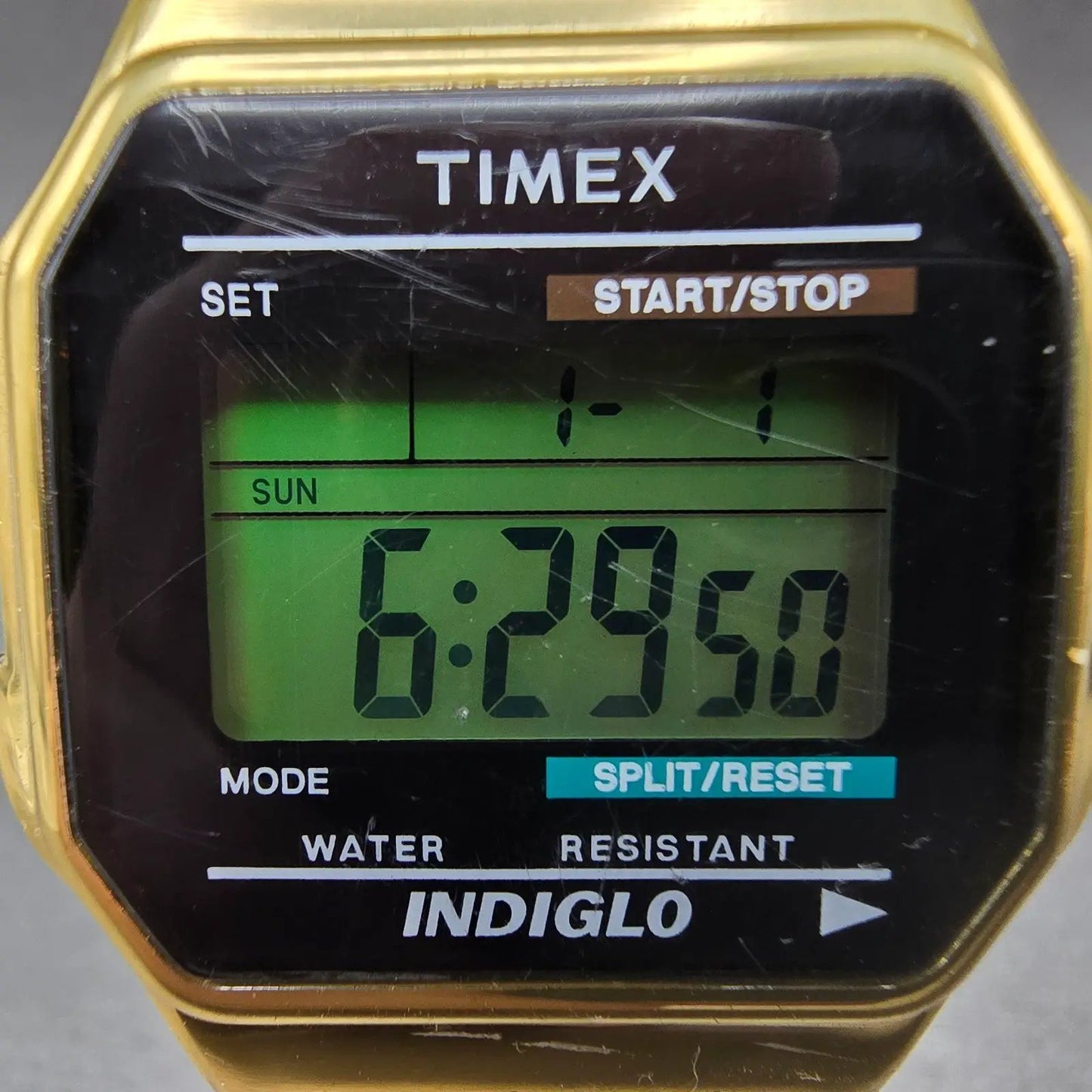 Timex Watch Men 35mm Gold Tone Digital Alarm Chronograph T78677 New Battery1