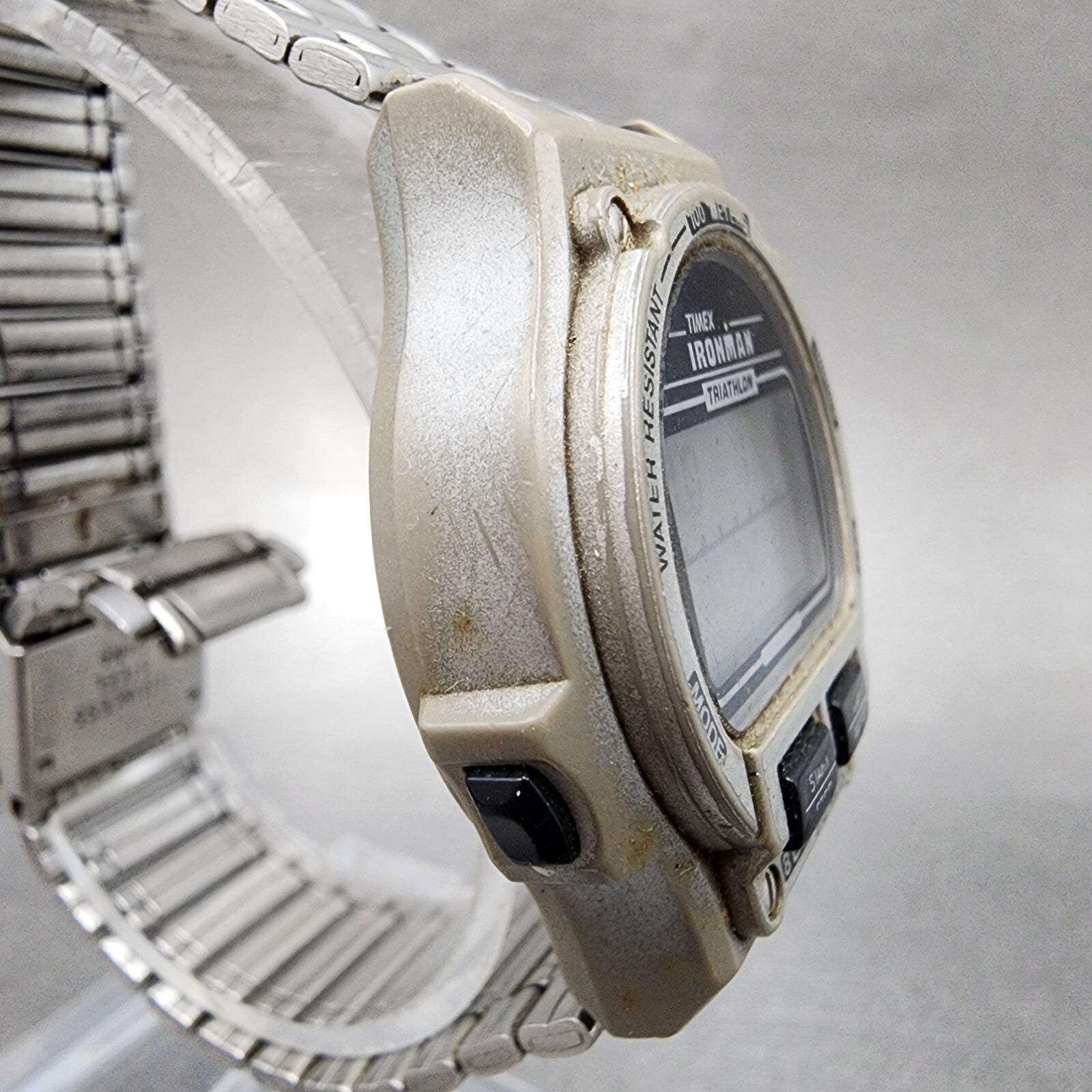 Timex Ironman Watch Women 32mm Digital Silver Tone Round New Battery VTG3