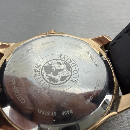 Citizen Eco-Drive Watch Men 42mm Black Dial Rose Gold Date Small Seconds Runs9