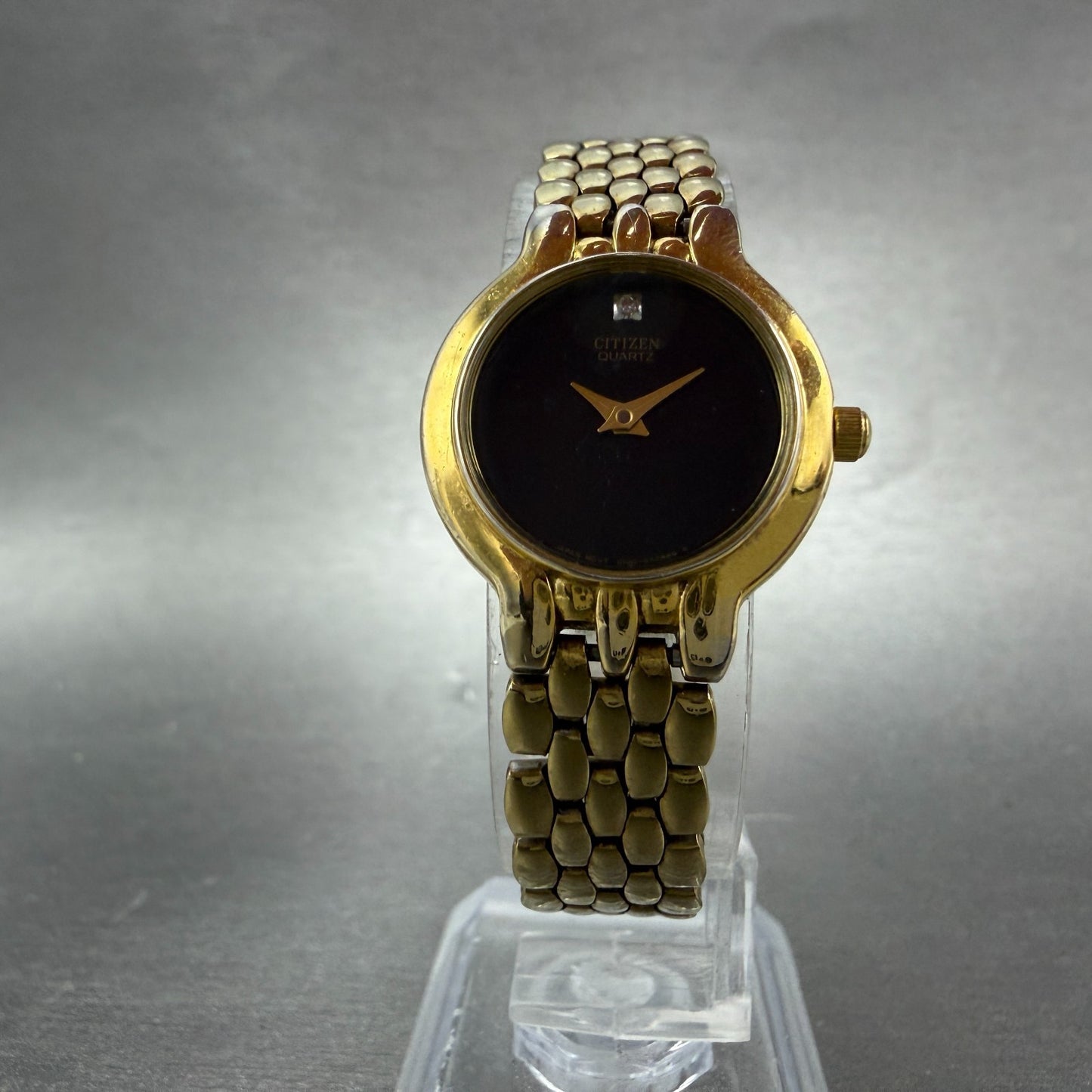 Citizen Watch Women 22mm Black Dial Gold Tone Round 1020-S54554 New Battery5