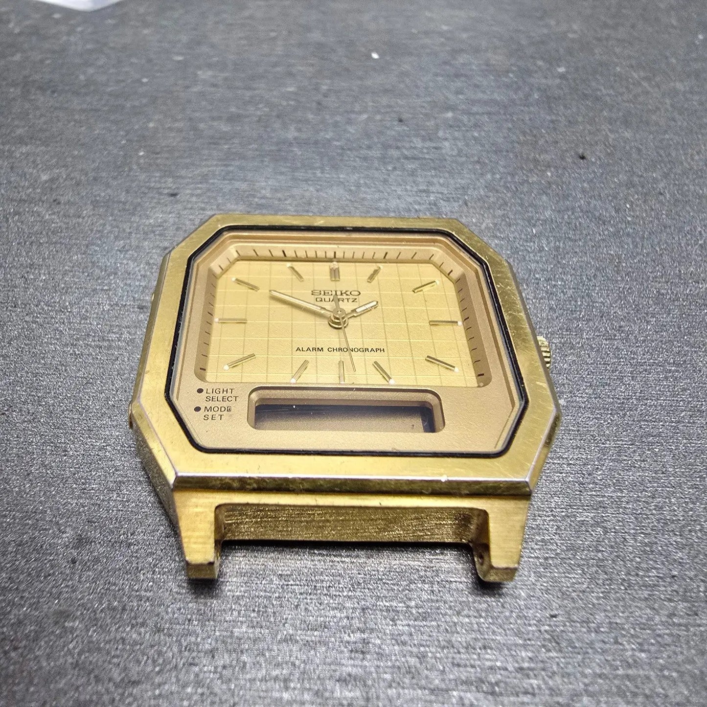 Seiko Analog Digital Watch Men 33mm Gold Dial Gold Tone Rectangle H601-5389 PART3