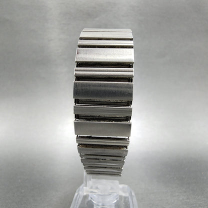 Gruen Tank Watch Women 20mm Black Dial Silver Tone Rectangle 227-2035 New Batt