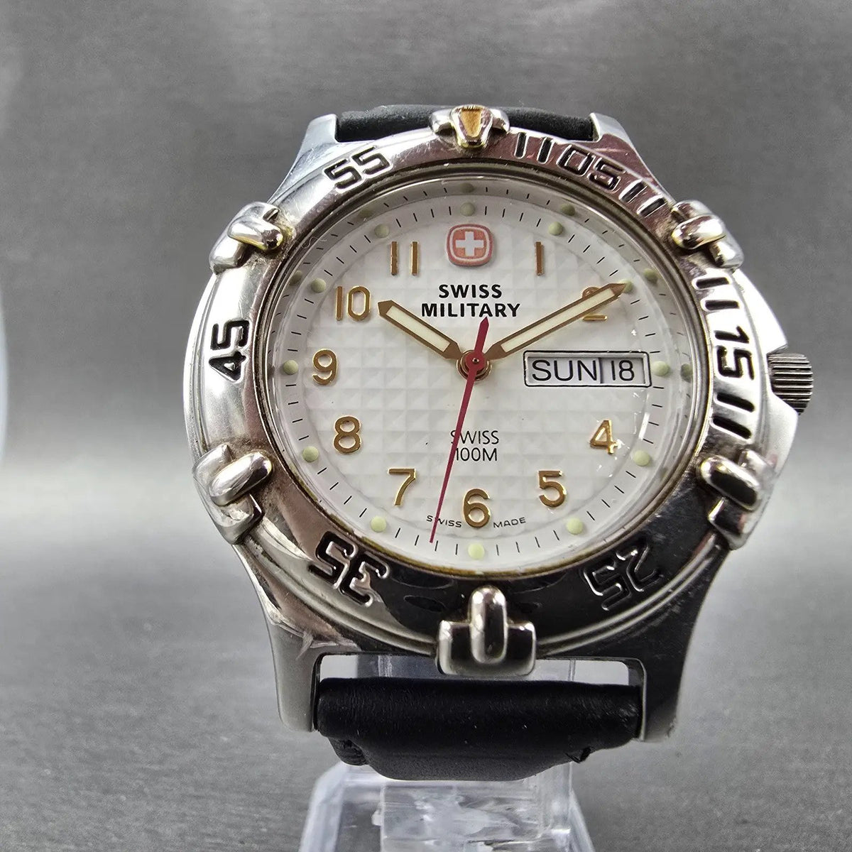 Wenger Swiss Military Watch Men 40mm White Dial Two Tone Daydate New Battery5