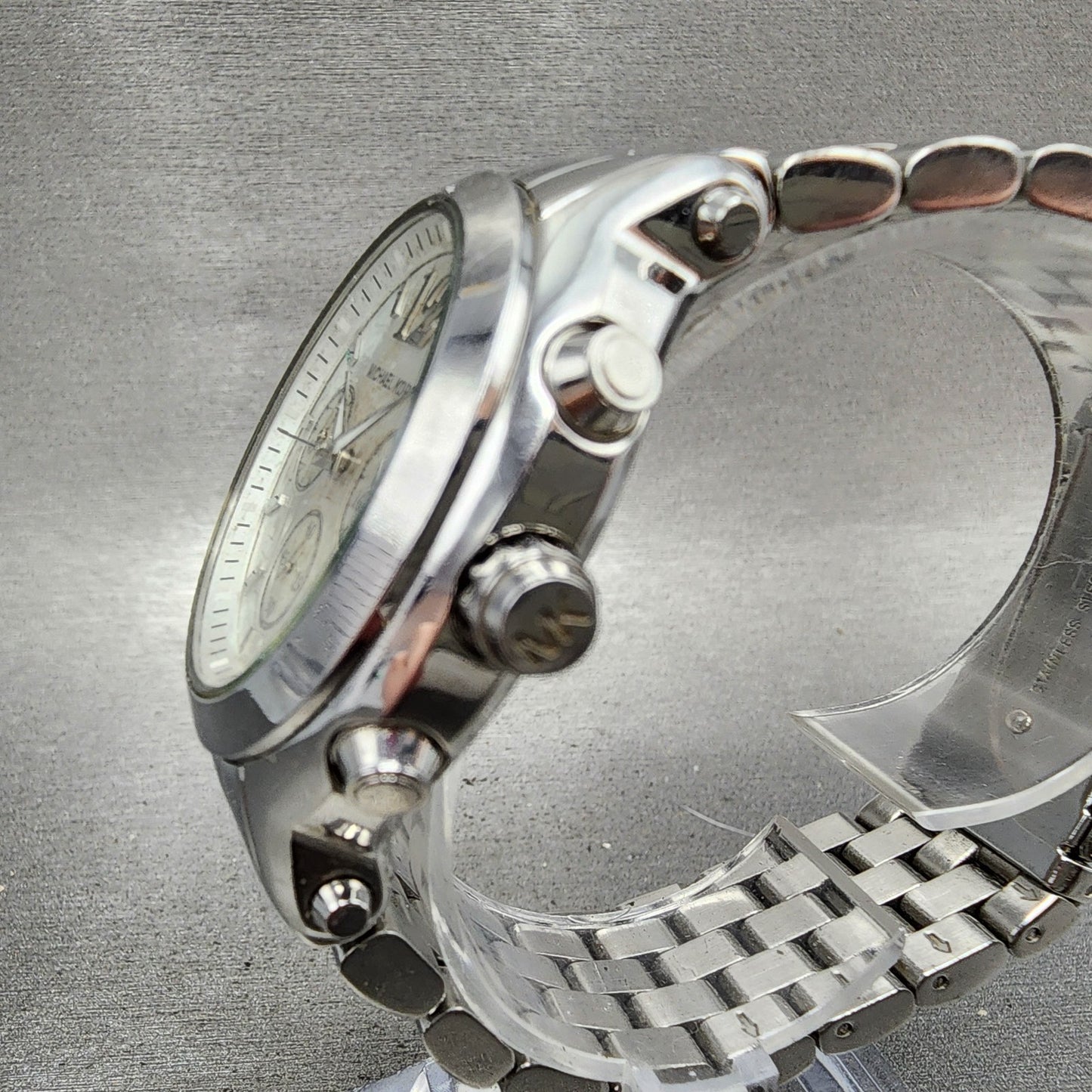 Michael Kors Chronograph Watch Women 41mm White Dial Silver Date MK5171 New Batt2