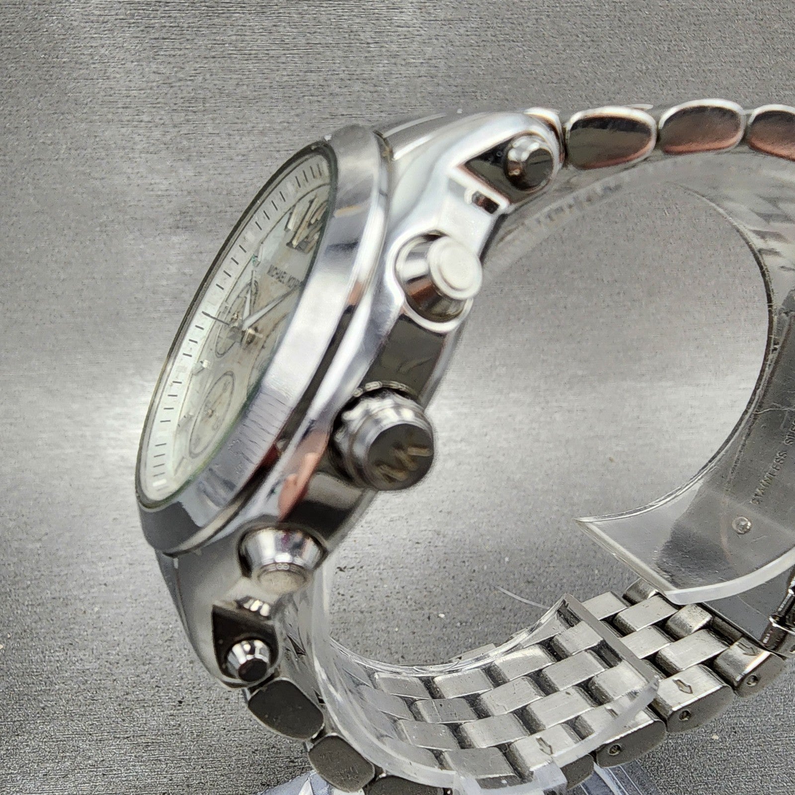 Michael Kors Chronograph Watch Women 41mm White Dial Silver Date MK5171 New Batt2
