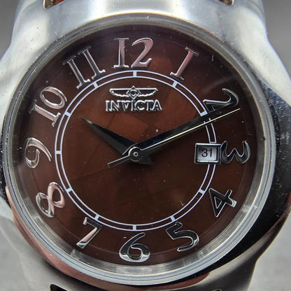 Invicta Watch Women 33mm Brown Dial Silver Tone Date Round 5609 New Battery1