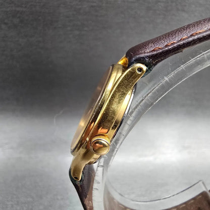 Seiko Watch Women 25mm Gold Dial Gold Tone Date Round V782-6E50 New Battery JP2