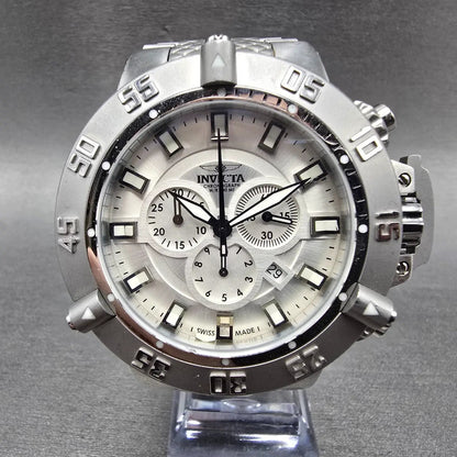 Invicta Sub Aqua Noma III Watch Men 50mm Silver Dial Silver Tone 1894 NewBattery0