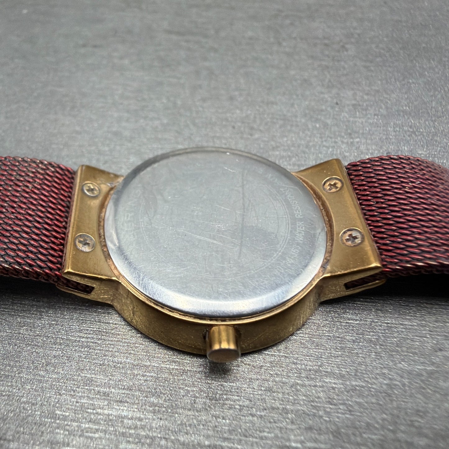 Bering Watch Women 25mm Red Dial Rose Gold Tone Round READ!!! New Batt 10126-36310